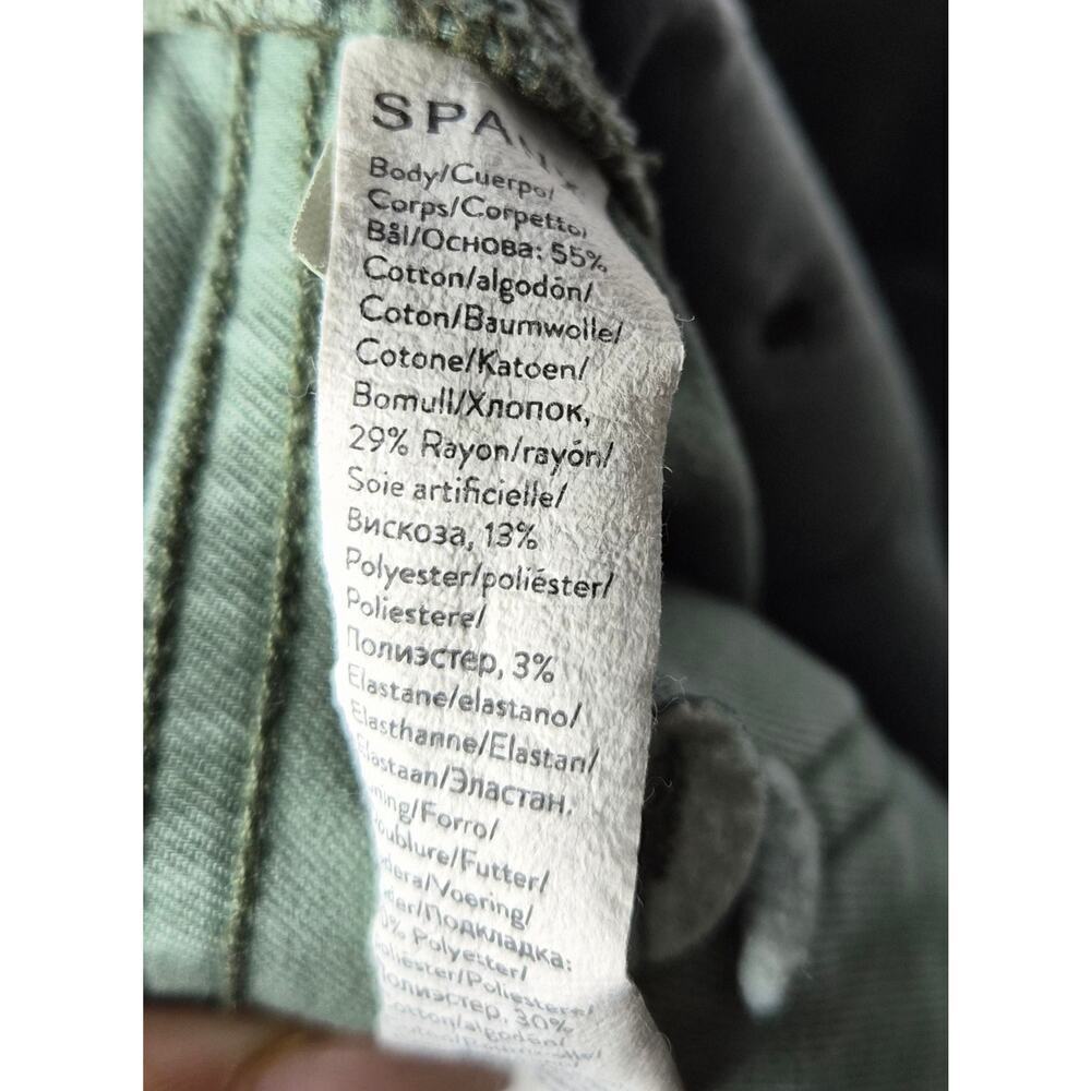 ​SPANX Twill Crop Wide Leg Pants Medium Olive Green High Waist Stretch women's. - Picture 9 of 10